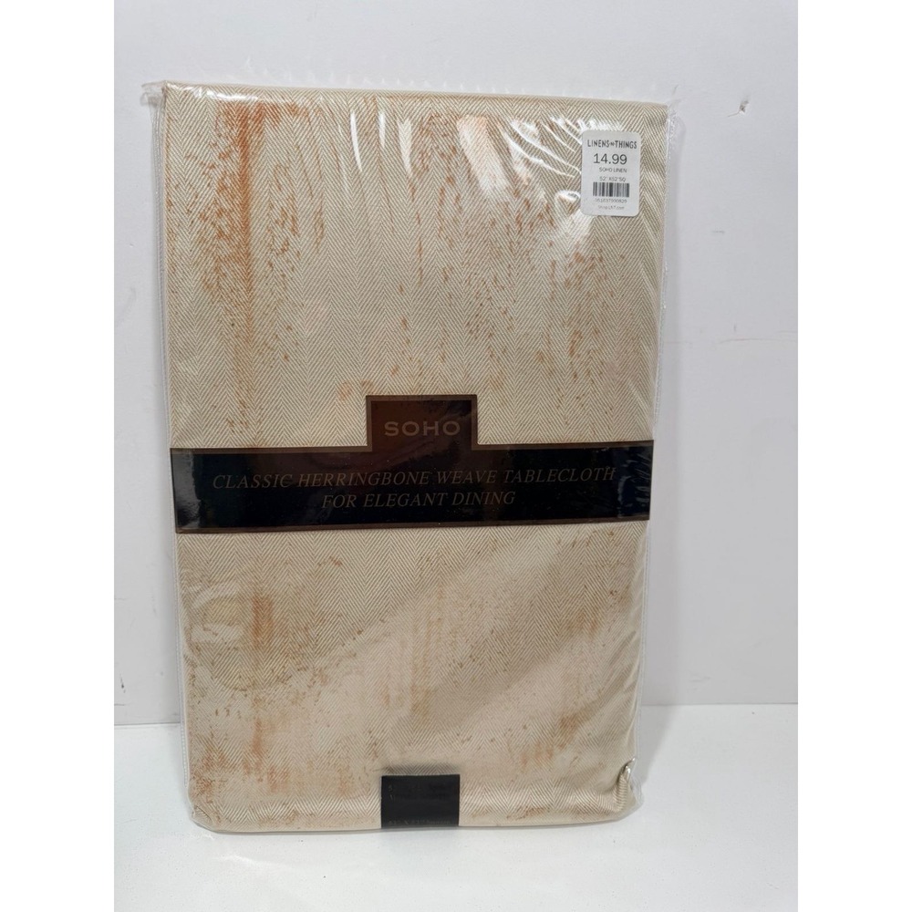 SOHO Classic Herringbone Weave Tablecloth For Elegant Dining‎ Ivory 52"x52" New